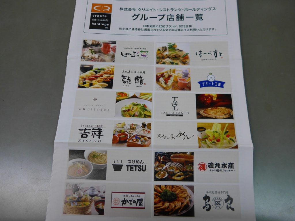 専門店 クリエイト レストランツ株主優待券 agapeeurope.org